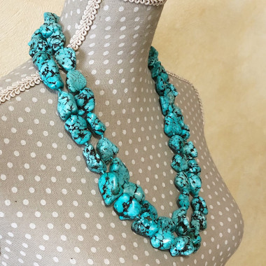 Collier double rang en turquoise