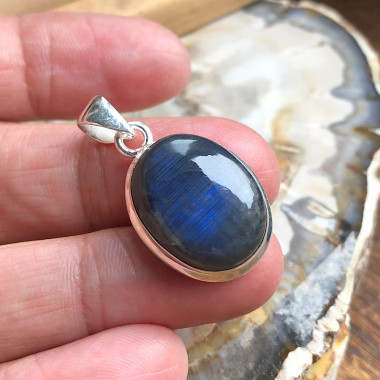 Pendentif en argent 925 avec Labradorite Bleue A