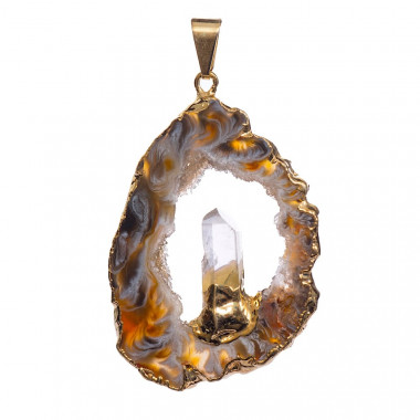 MADE IN BRAZIL - Pendentif agate et cristal de roche