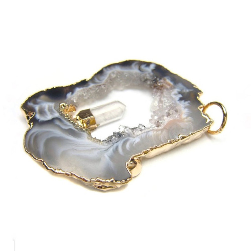 MADE IN BRAZIL - Pendentif agate et cristal de roche