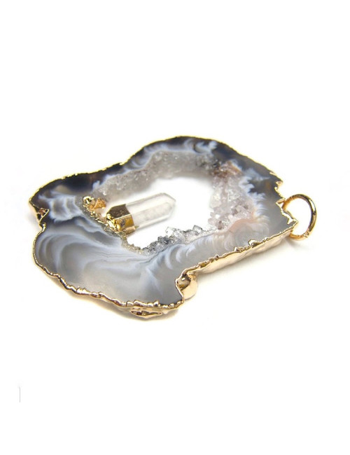 MADE IN BRAZIL - Pendentif agate et cristal de roche