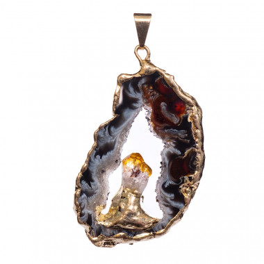 MADE IN BRAZIL - Pendentif agate et citrine