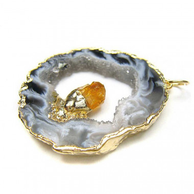 MADE IN BRAZIL - Pendentif agate et citrine