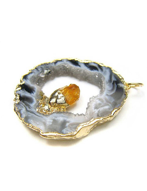 MADE IN BRAZIL - Pendentif agate et citrine