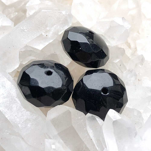 Perles pierre naturelle  rondelles facettées Onyx