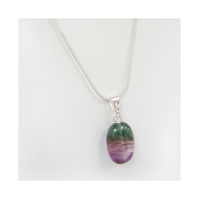 Collier chaîne avec pendentif fluorite