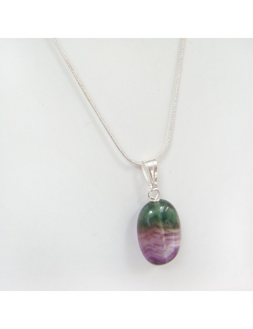 Collier chaîne avec pendentif fluorite