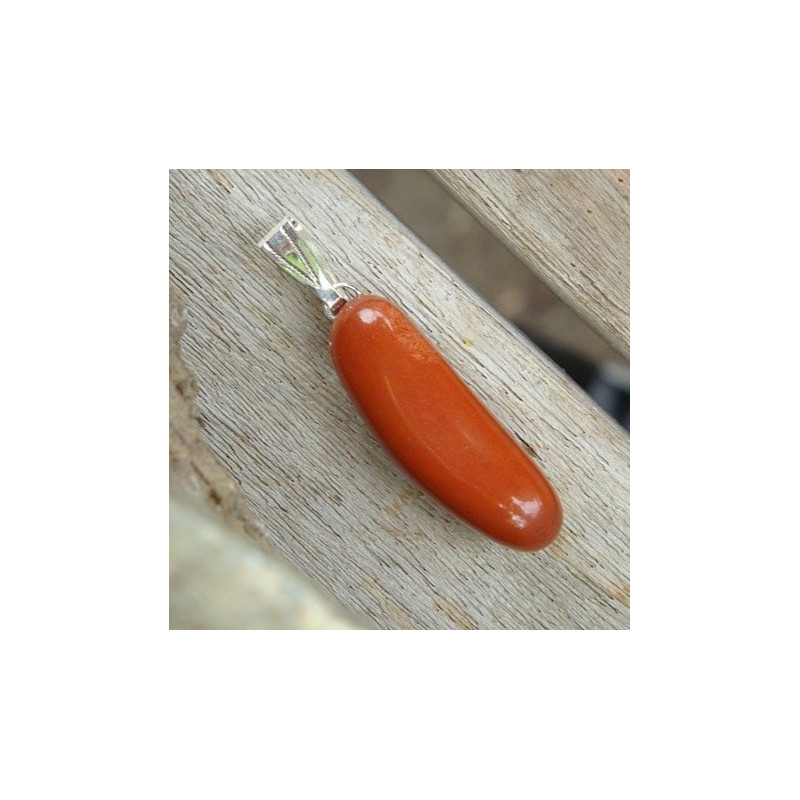 Pendentif jaspe rouge sur chaîne