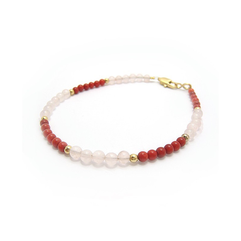 Bracelet corail et quartz rose