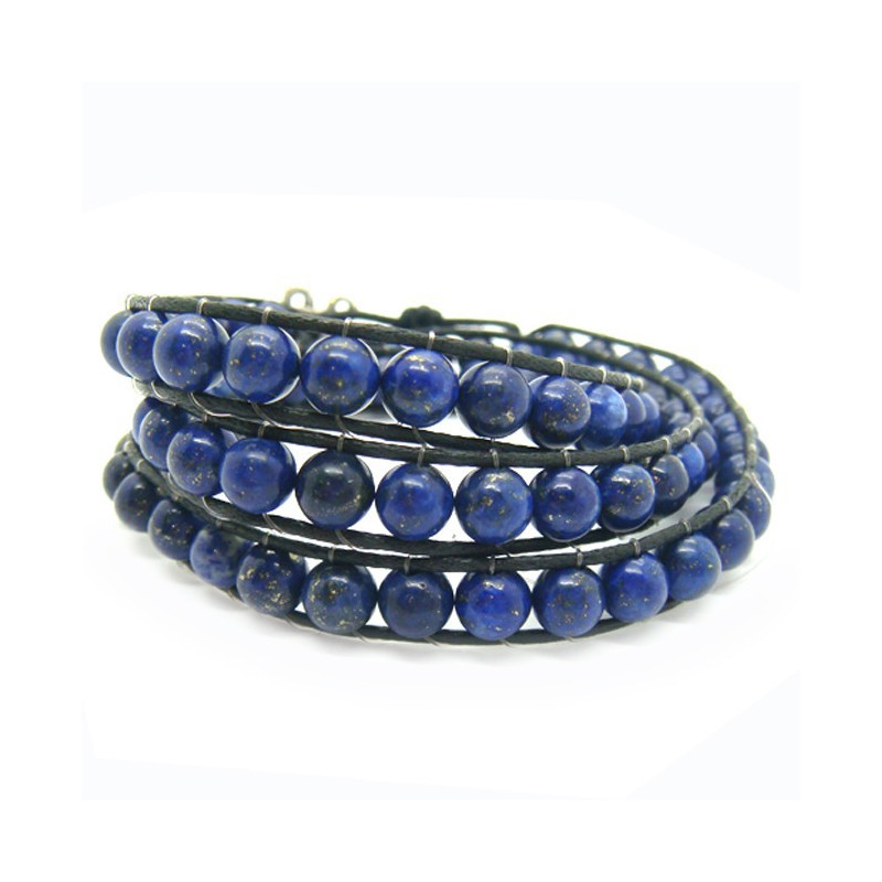 Bracelet "wrap" 3 rangs lapis lazuli