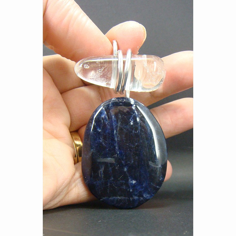 Pendentif énergétique sodalite et cristal de roche