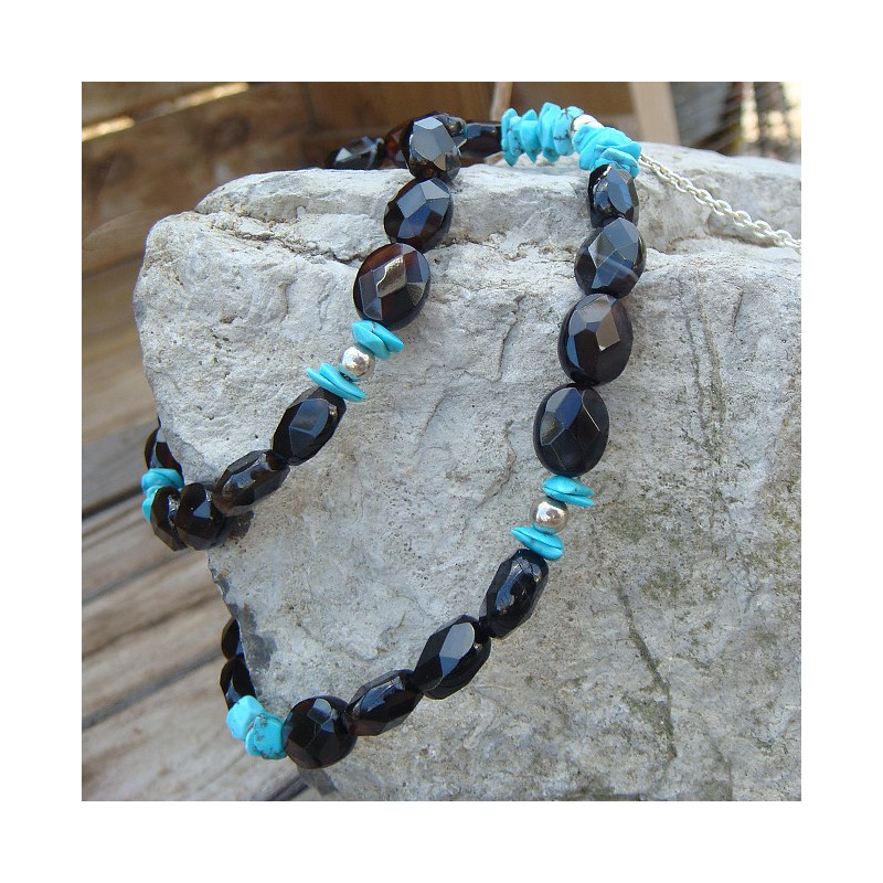 Collier onyx et turquoise