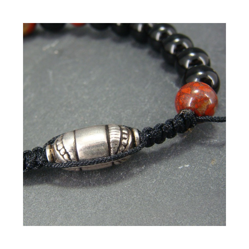 Bracelet homme onyx et jaspe bréchique