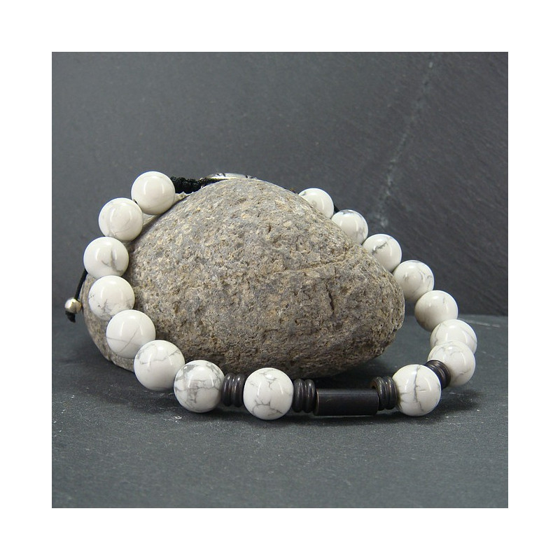 Bracelet homme howlite et pierre de lave