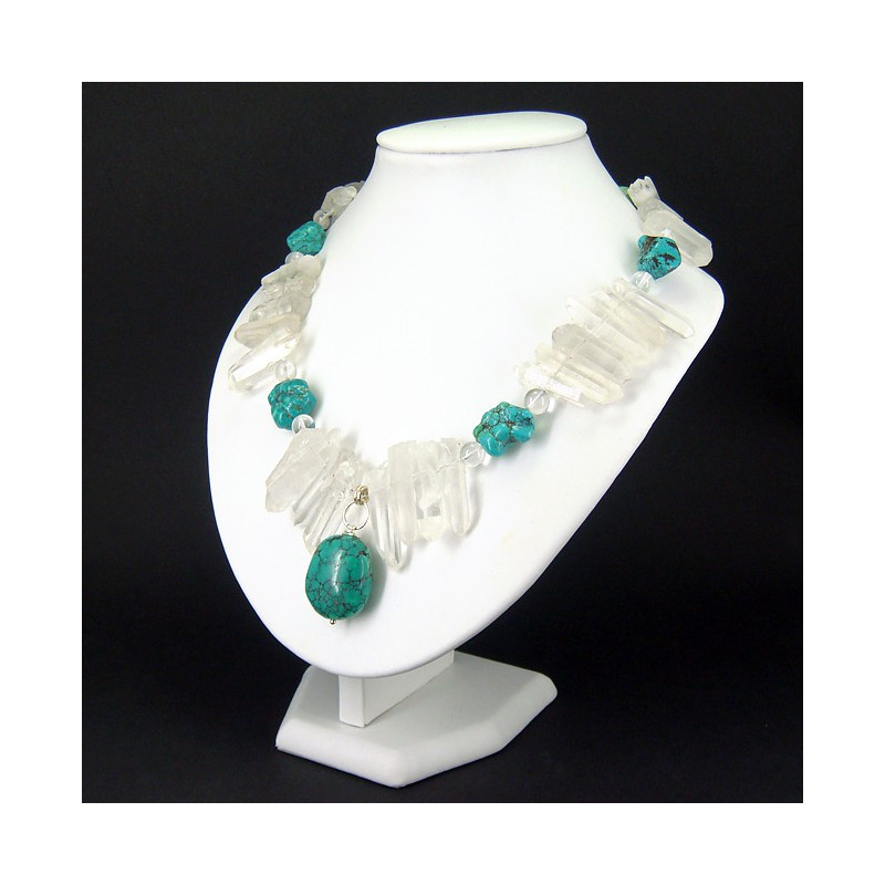 Collier turquoise et cristal de roche