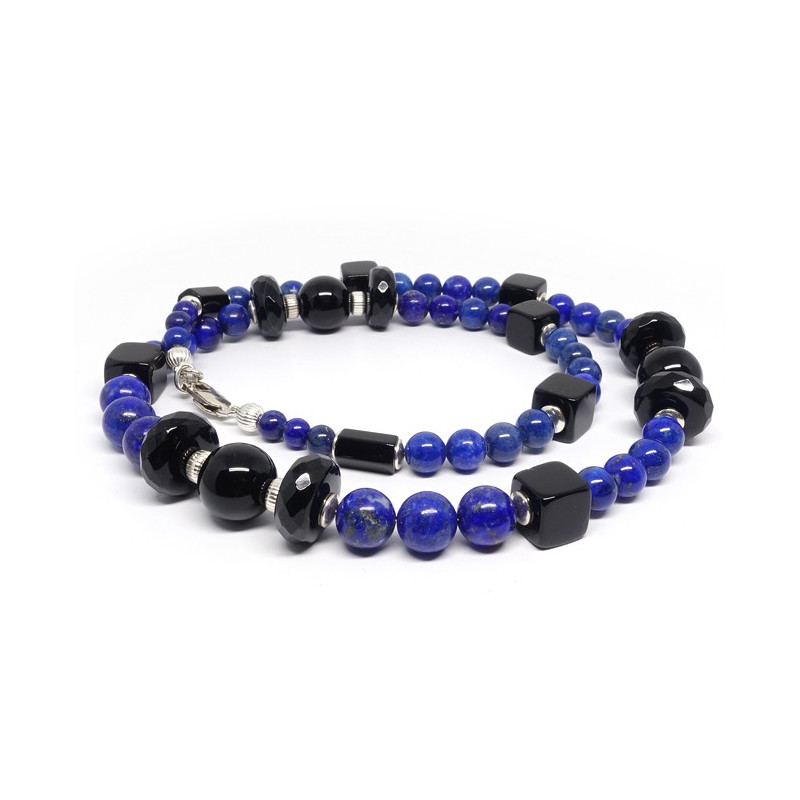 Collier lapis lazuli et onyx