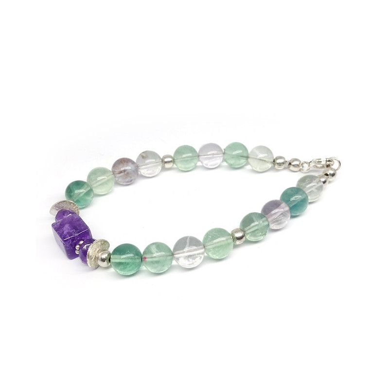 Bracelet en fluorite et améthyste