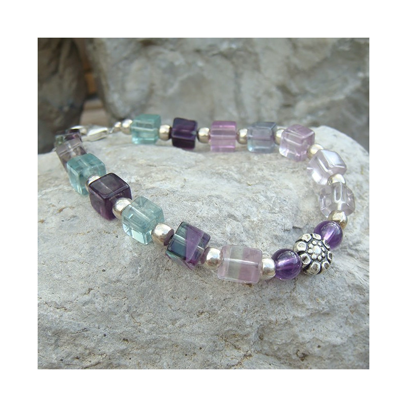 Bracelet en fluorite et améthyste