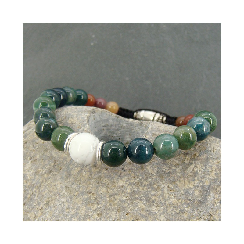 Bracelet homme howlite et agate indienne