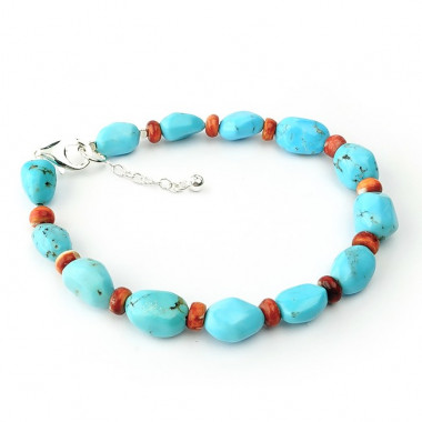 Bracelet corail et perles de turquoise