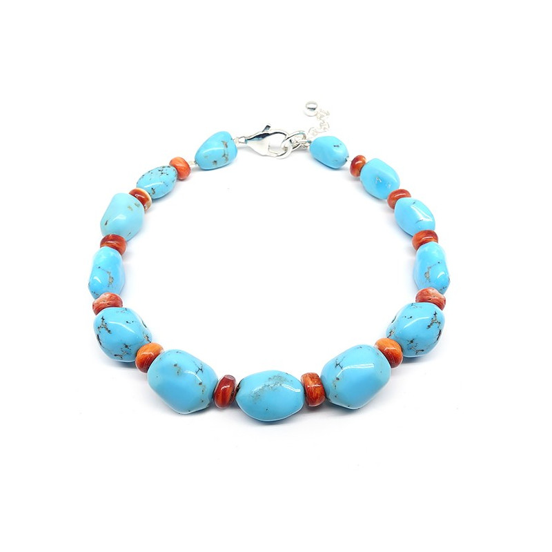 Bracelet corail et perles de turquoise