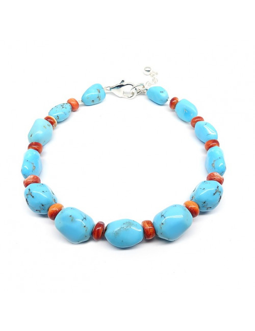 Bracelet corail et perles de turquoise