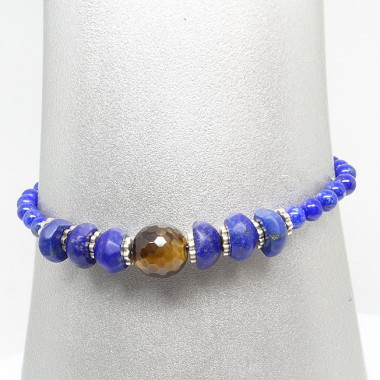 Bracelet lapis lazuli et oeil de tigre