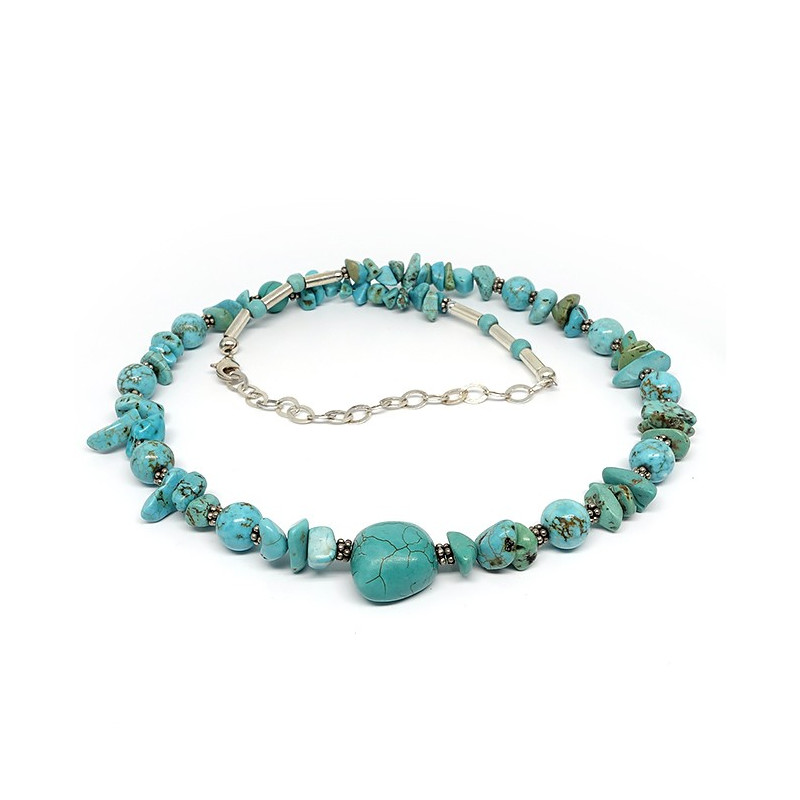 Collier turquoise, mix de perles