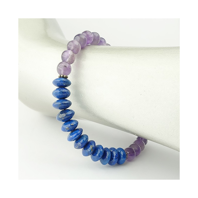 Bracelet lapis lazuli et améthyste rondelles