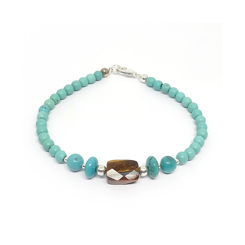 Bracelet turquoise et oeil de tigre