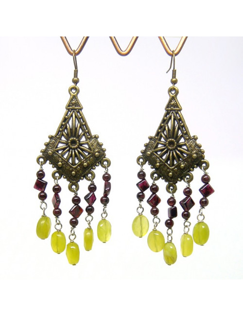 Boucles d'oreilles vintages en grenat