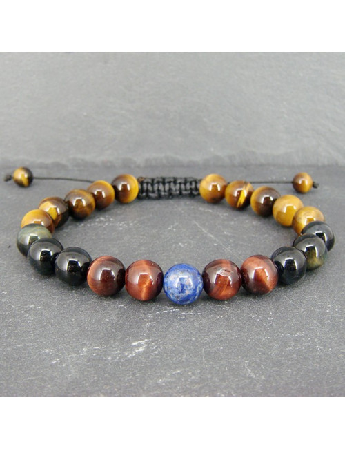 Bracelet homme les 3 oeils et lapis lazuli