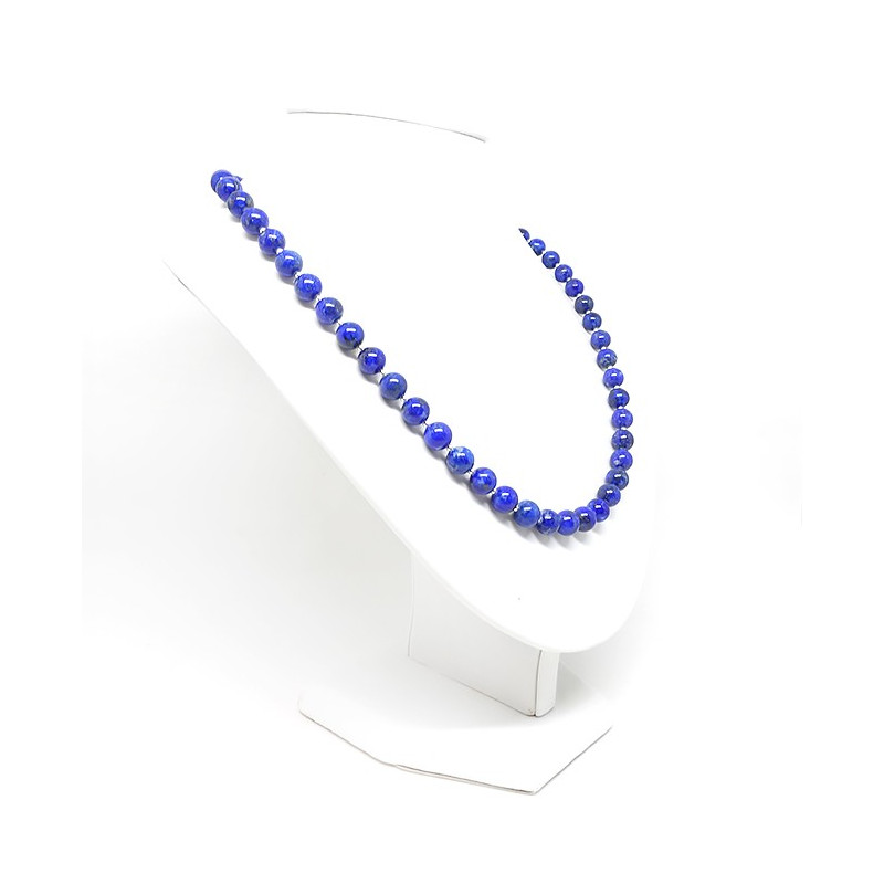 Lapis lazuli et perles argent, collier en perles 8mm