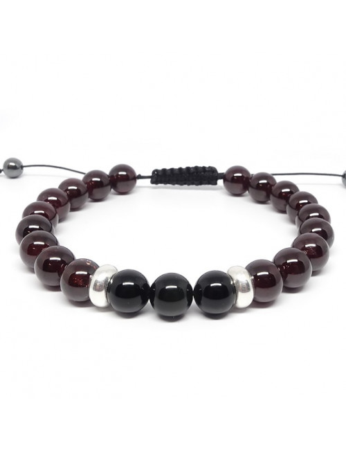 Grenat et obsidienne, Bracelet homme