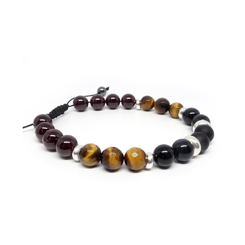 Grenat et obsidienne, Bracelet homme