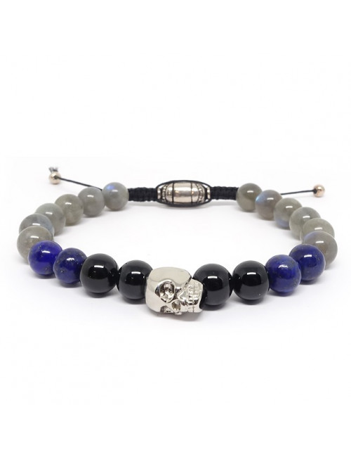 Onyx, lapis lazuli et labradorite, Bracelet homme