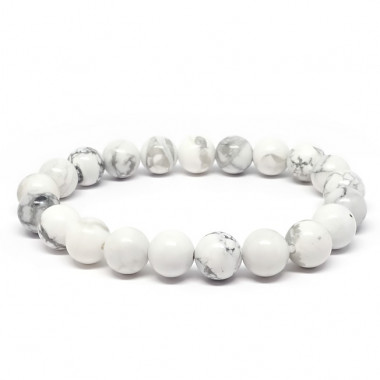 Howlite, Bracelet extensible perles de 8 mm