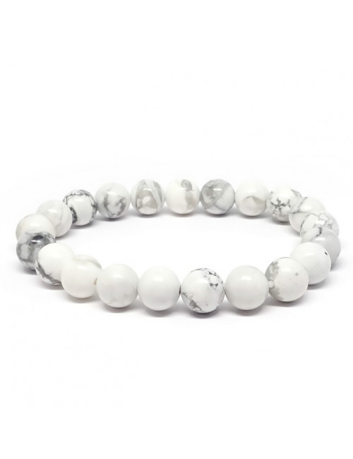 Howlite, Bracelet extensible perles de 8 mm