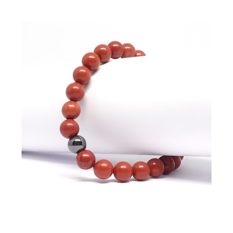 Jaspe rouge et hématite, Bracelet homme