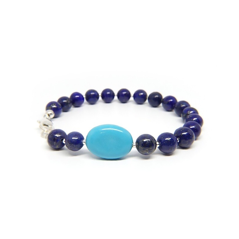 Lapis lazuli et turquoise, Bracelet création