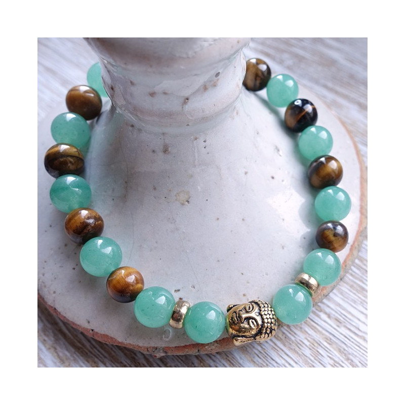 Aventurine et Oeil de tigre, bracelet élastique