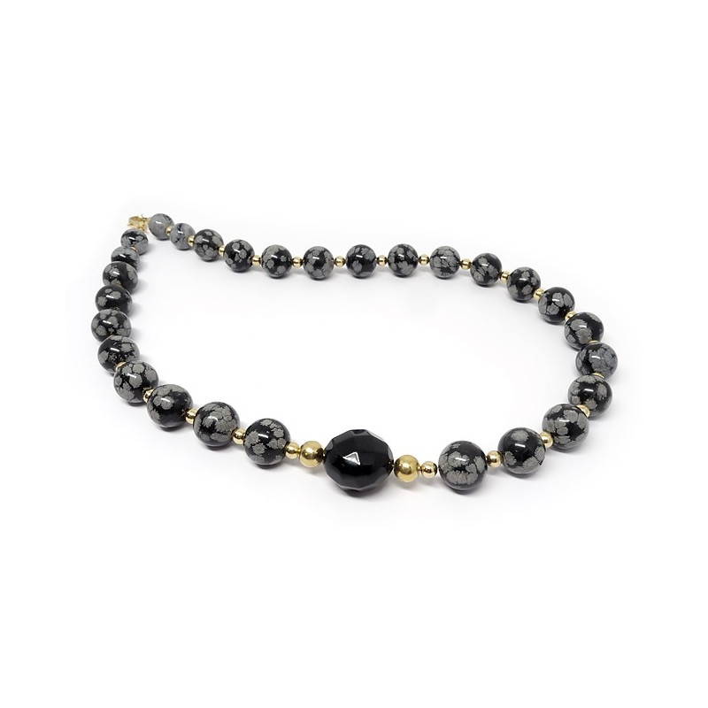 Obsidienne neige, Collier création