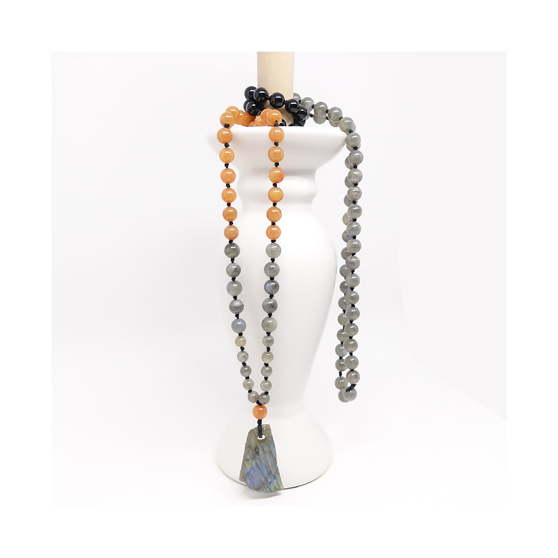 Mala onyx, aventurine orange et labradorite