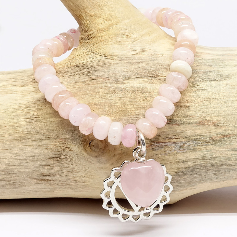 Morganite et coeur en quartz rose