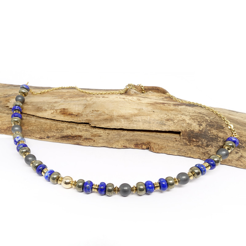 Lapis lazuli, pyrite et hématite