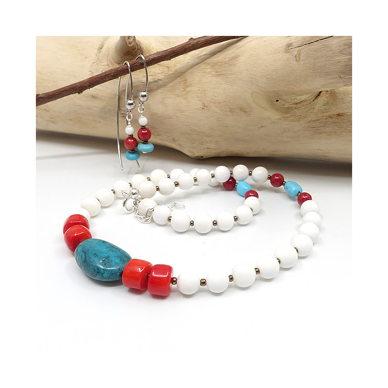 nacre, turquoise et corail