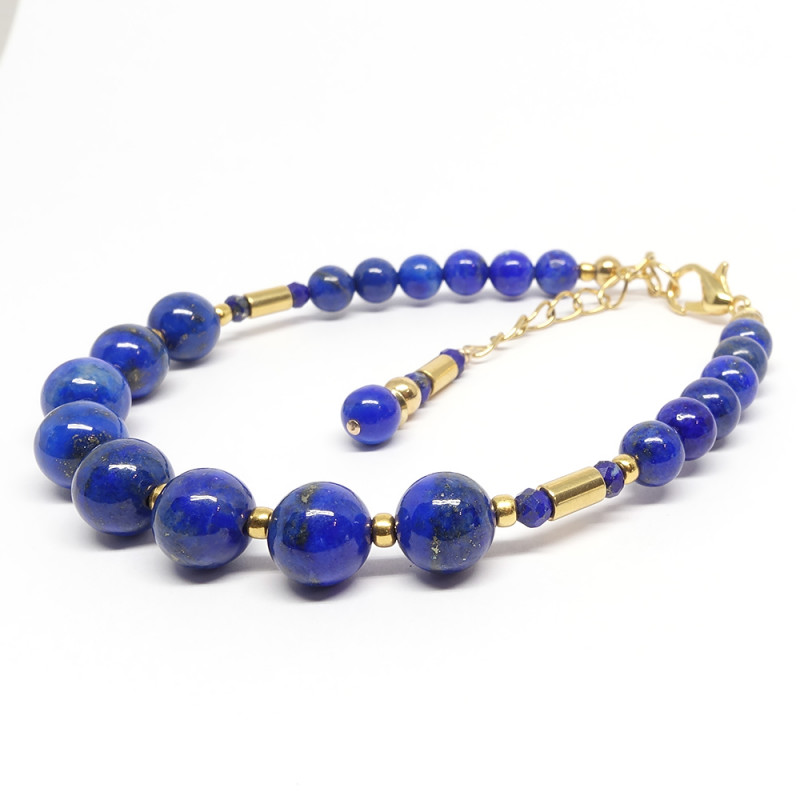 Lapis lazuli et petites perles gold filled 14k