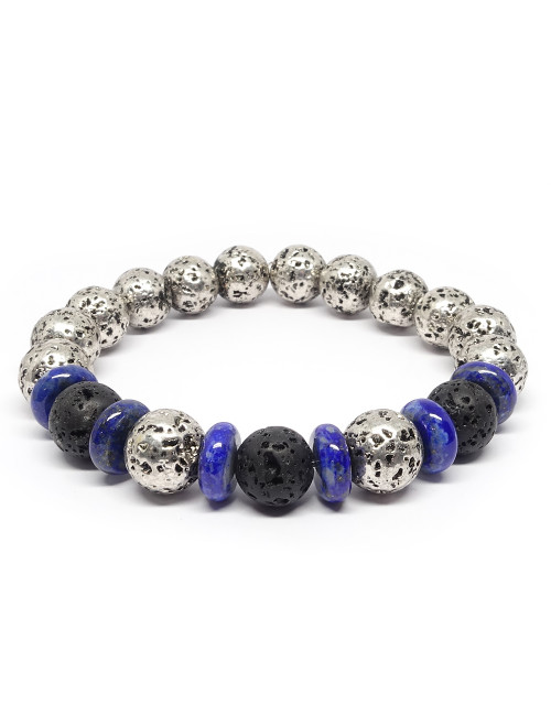 Lave argentée et lapis lazuli