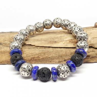 Lave argentée et lapis lazuli