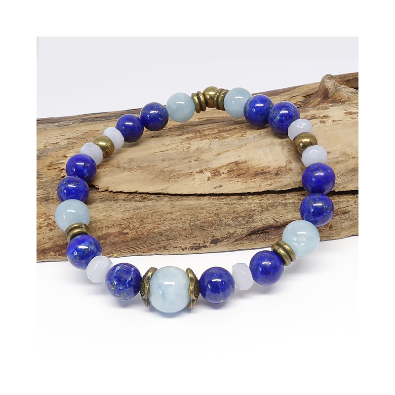 Lapis lazuli, calcédoine et aigue-marine